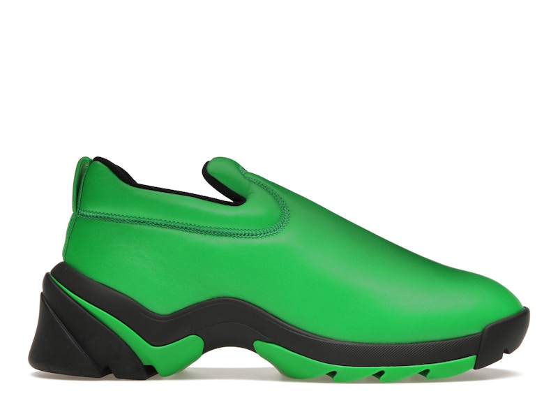 Bottega Veneta Lagoon Low Top Leather Sneaker Black Green