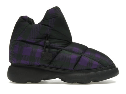 Burberry Check Pillow Boot Black Purple