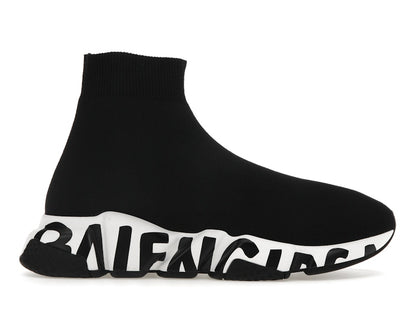 Balenciaga Speed Graffiti Trainers White Black Logo (Women's)