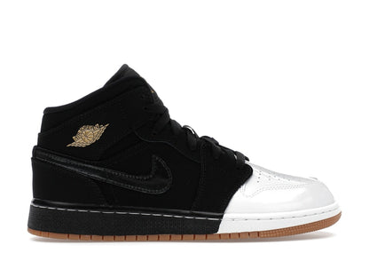 Jordan 1 Mid Black White Gold (GS)
