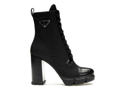 Prada 110 mm Nylon Booties Black Brushed Leather