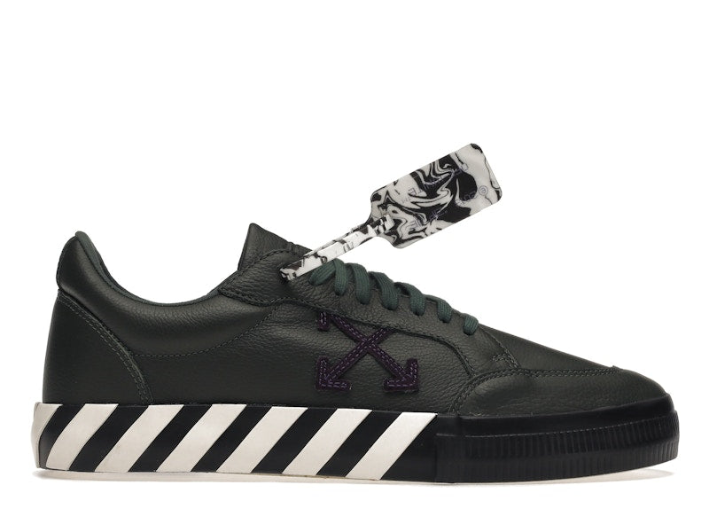 OFF-WHITE Vulc Low Dark Green Leather