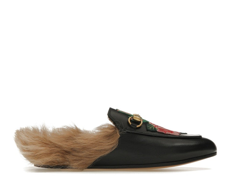Gucci Floral Embroidered Princetown Mules Black (Women's)
