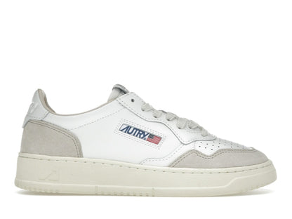 Autry Medalist Leather Low White Beige Suede (Women's)