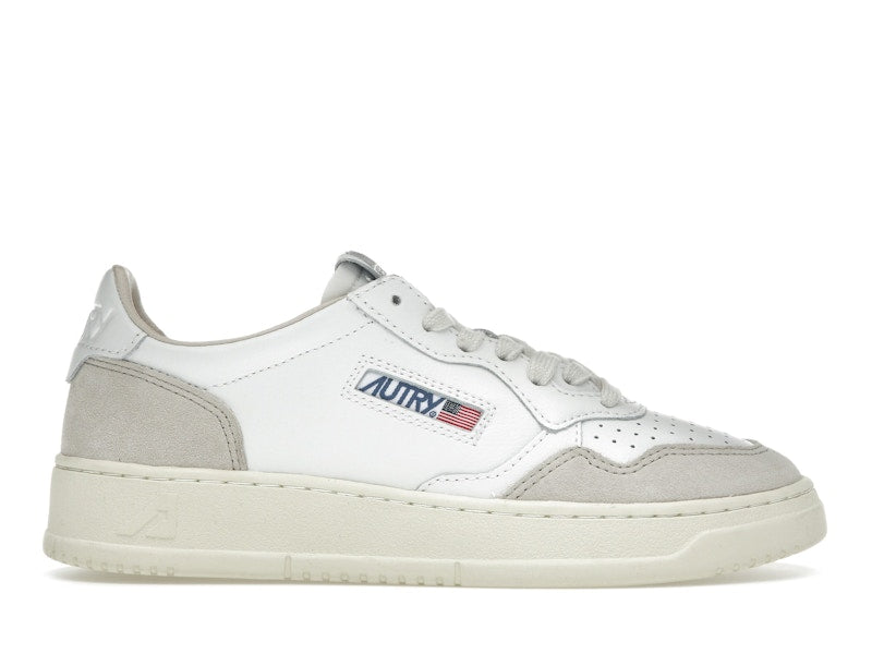 Autry Medalist Leather Low White Beige Suede (Women's)