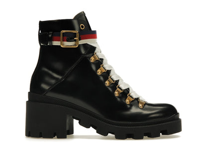 Gucci Sylvie Web 55mm Ankle Boot Black Leather