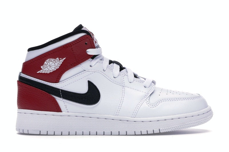 Jordan 1 Mid White Black Gym Red (GS)