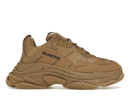 Balenciaga All Over Logo Triple S Beige