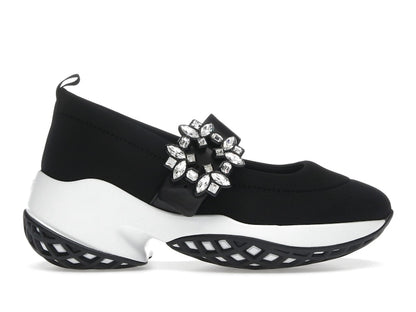Roger Vivier Viv' Run Babies Black White Crystal Buckle (Women's)