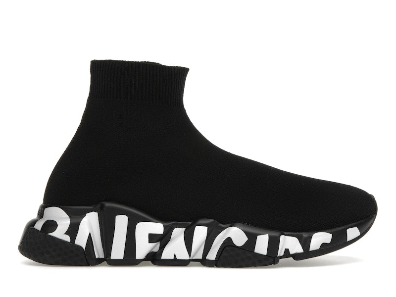 Balenciaga Speed Graffiti Trainers Black White Logo (Women's)
