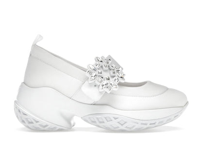 Roger Vivier Viv' Run Babies White Crystal Buckle (Women's)