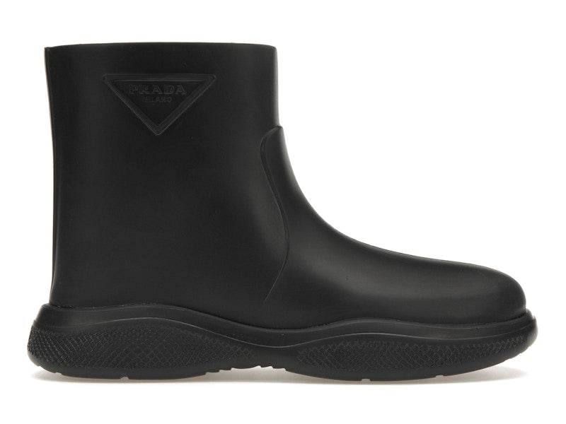 Prada Pull-On Rain Booties Black Rubber