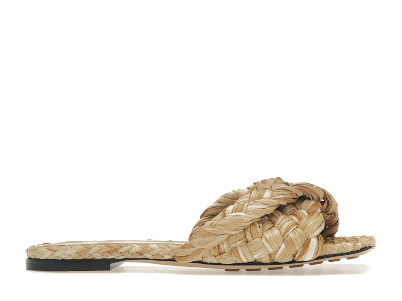 Bottega Veneta Raffia Stretch Flat Sandals Macadamia (Women's)