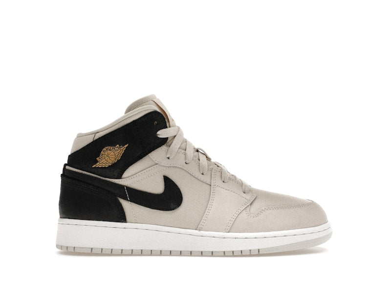 Jordan 1 Mid Light Bone Metallic Gold Black (GS)