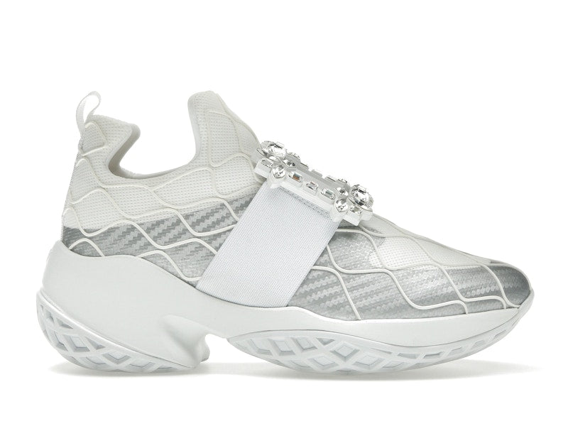 Roger Vivier Viv' Run Fabric Silver Crystal Buckle (Women's)