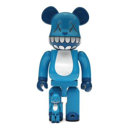Bearbrick x a-nation KAWS Chompers 100% & 400% Set Blue