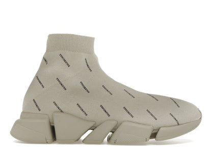 Balenciaga All Over Logo Speed 2.0 Beige