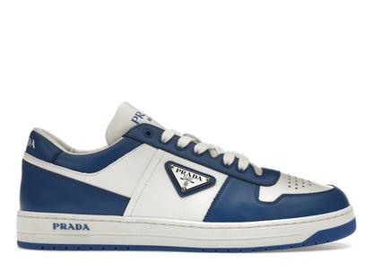 Prada Downtown Low Top Sneakers Leather White Cobalt Blue