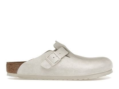 Birkenstock Boston Soft Footbed Suede Antique White