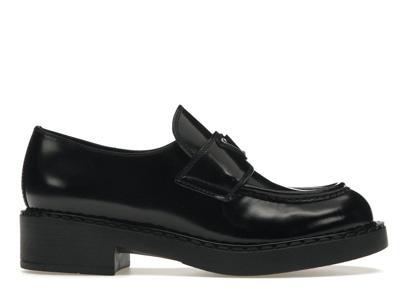 Prada Chocolate 50mm Loafer Black Brushed Leather