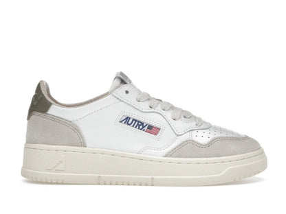 Autry Medalist Leather Low White Covert Green Beige (Women's)