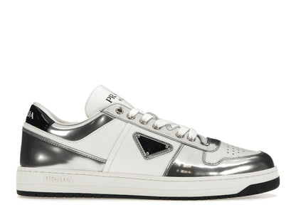 Prada Downtown Low Top Sneakers Leather White Silver