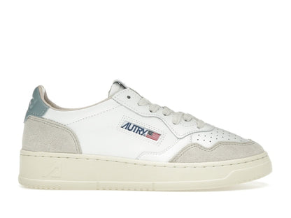 Autry Medalist Leather Low White Silver Blue Beige (Women's)