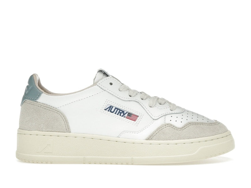 Autry Medalist Leather Low White Silver Blue Beige (Women's)