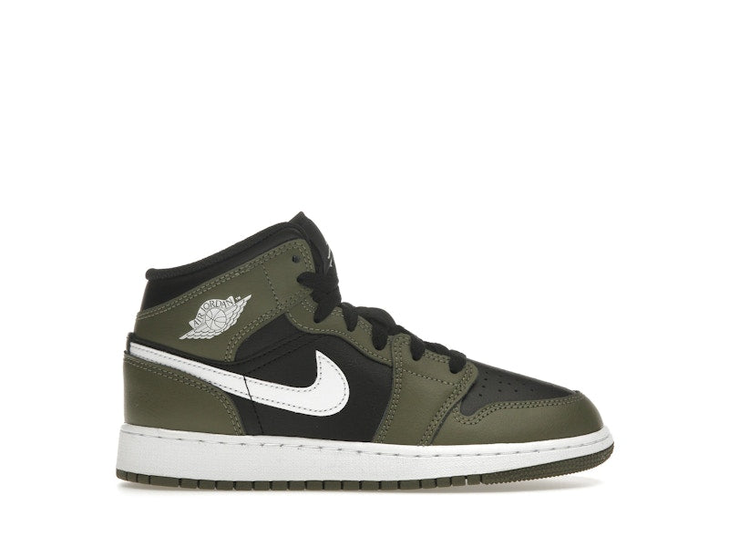 Jordan 1 Mid Black White Olive (GS)