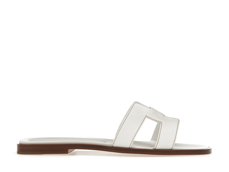 Hermes Oran Sandal Blanc Box Calfskin Leather