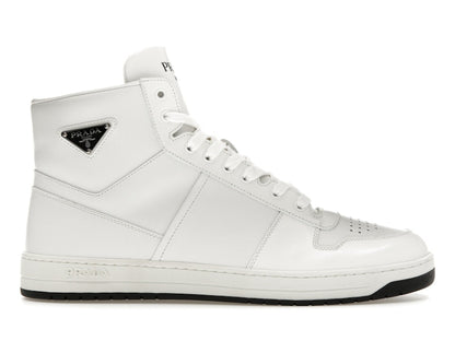 Prada Downtown High Top Sneakers Leather White White Black