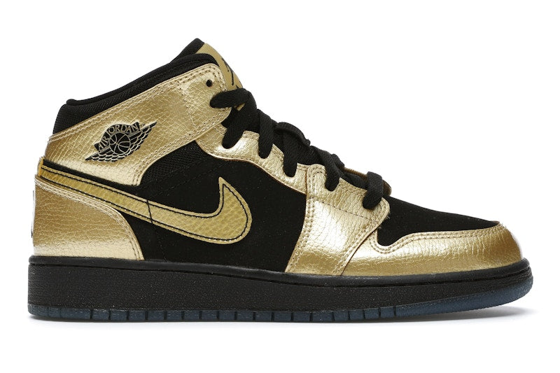 Jordan 1 Mid Metallic Gold Coin Black (GS)