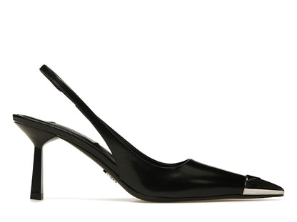 Prada 75mm Slingback Pump Black Leather