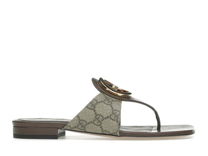 Gucci Blondie Thong Canvas Sandals Ebony (Women's)