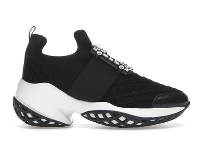 Roger Vivier Viv' Run Fabric Black White Crystal Buckle (Women's)