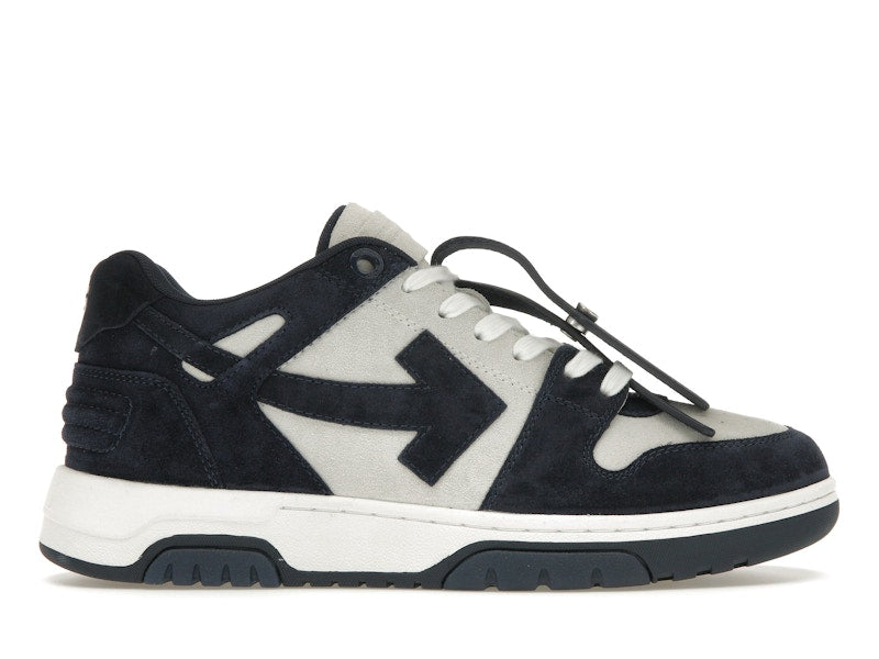 OFF-WHITE Out Of Office OOO Low Tops White Navy Blue Suede