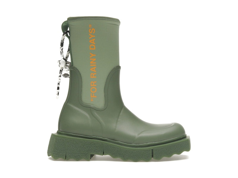 OFF-WHITE Zip-tie Rain Boots Green (Women's)