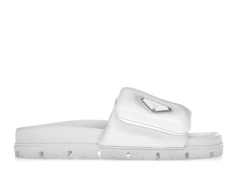 Prada Soft Padded 20mm Slide Sandal White Nappa Leather