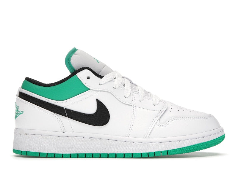 Jordan 1 Low White Lucky Green Tumbled Leather (GS)