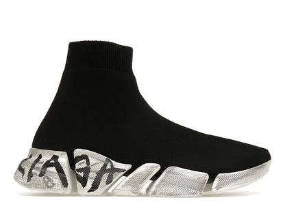 Balenciaga Speed 2.0 Graffiti Recycled Knit Black White
