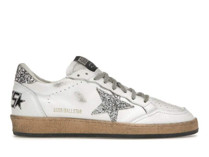 Golden Goose Ball Star White Silver Glitter (Women's)
