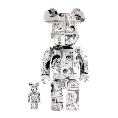 Bearbrick Doraemon (Comic Ver.) 100% & 400% Set Black & White