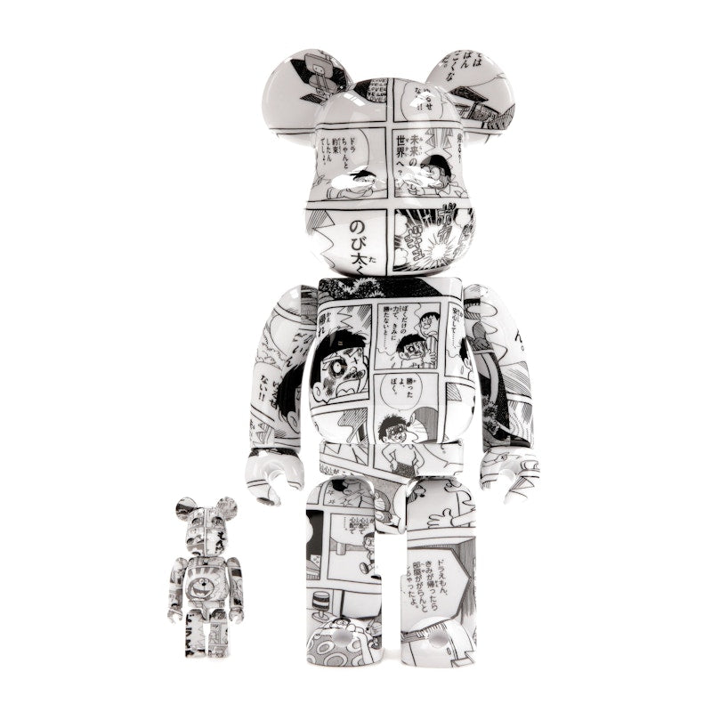 Bearbrick Doraemon (Comic Ver.) 100% & 400% Set Black & White