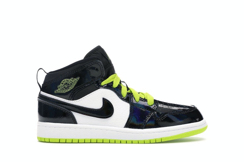 Jordan 1 Mid Black Cyber Mystic Green (PS)