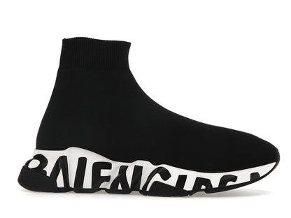 Balenciaga Speed Graffiti Trainers White Black Logo (Women's)