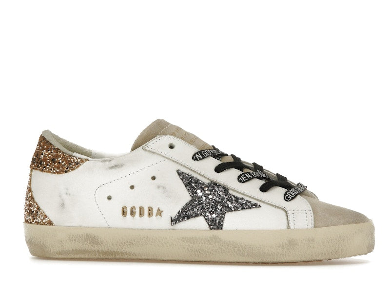 Golden Goose Super-Star White Silver Gold Glitter (Women's)
