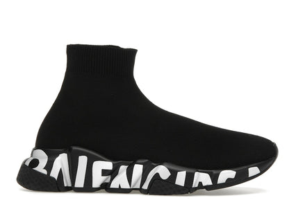 Balenciaga Speed Graffiti Trainers Black White Logo (Women's)