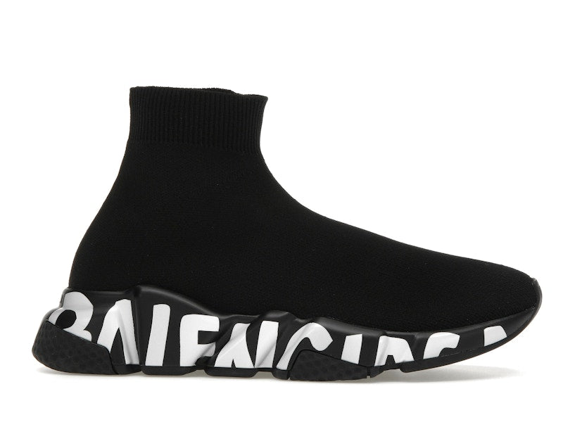 Balenciaga Speed Graffiti Trainers Black White Logo (Women's)