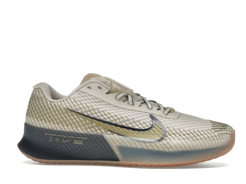 Nike Court Vapor 11 HC Premium Sanddrift Thunder Blue Gum Medium Brown Metallic Gold