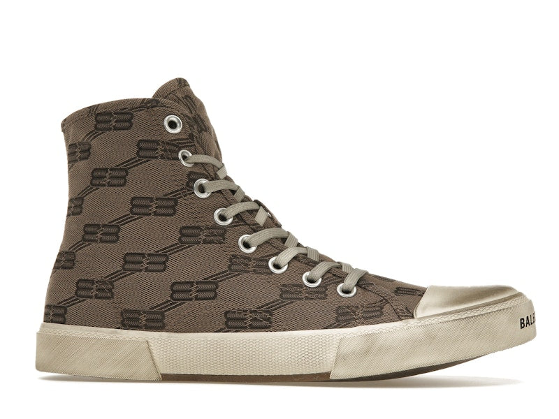 Balenciaga Paris High Top BB Monogram Dark Beige Brown
